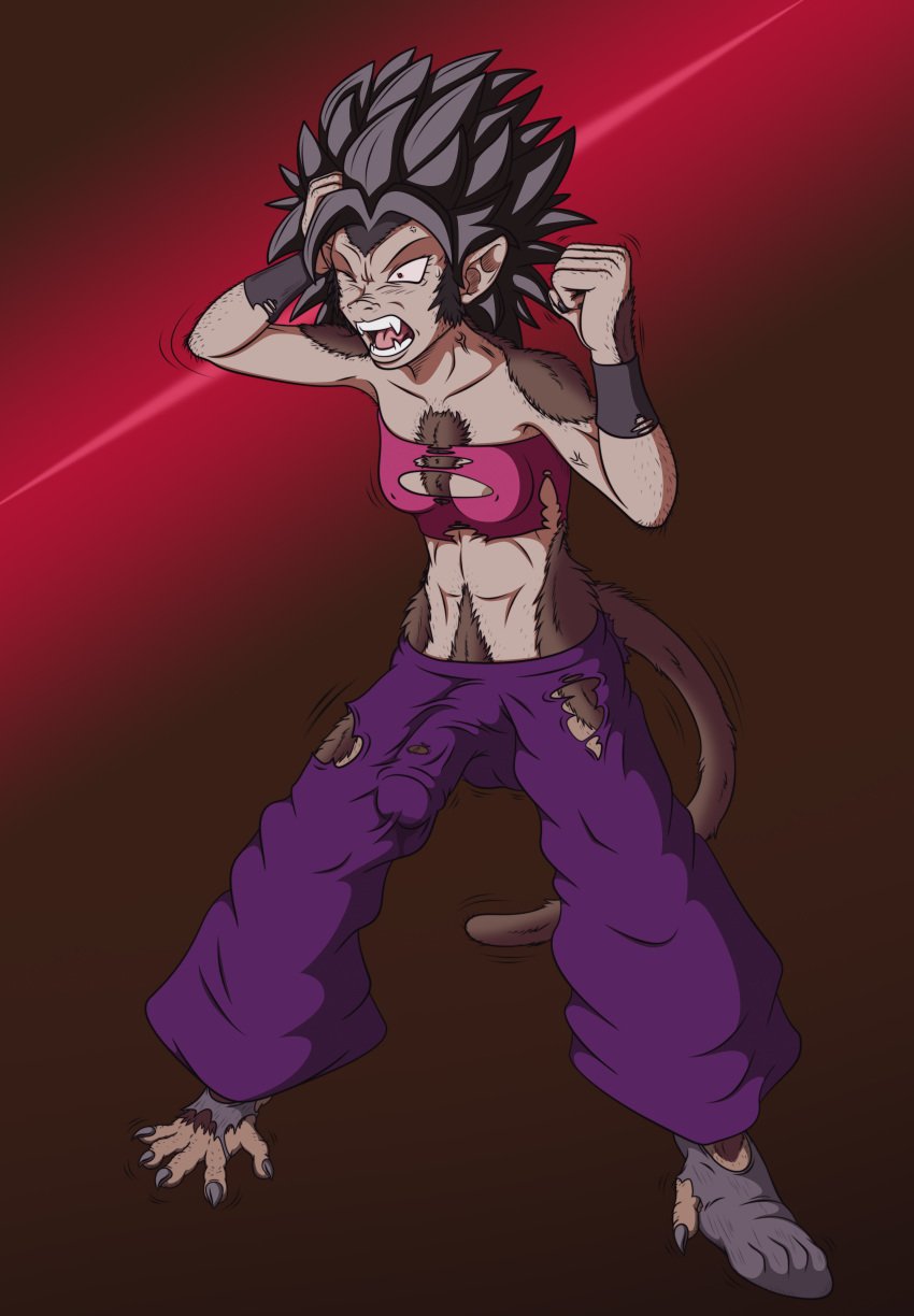 1futa absurd_res anthro ape balls black_hair bodily_fluids breasts brown_fur caulifla claws clothing dragon_ball fangs feet fur fur_growth furry futa_only futanari growth gynomorph hair haplorhine hi_res holding_head intersex legwear mammal monkey monkey_feet monkey_girl muscle_growth muzzle_growth nipples one_eye_closed oozaru open_mouth penis_growth prehensile_feet primate red_eyes ripping saiyan simple_background socks solo standing sweat tearing transformation vein violetrosefall