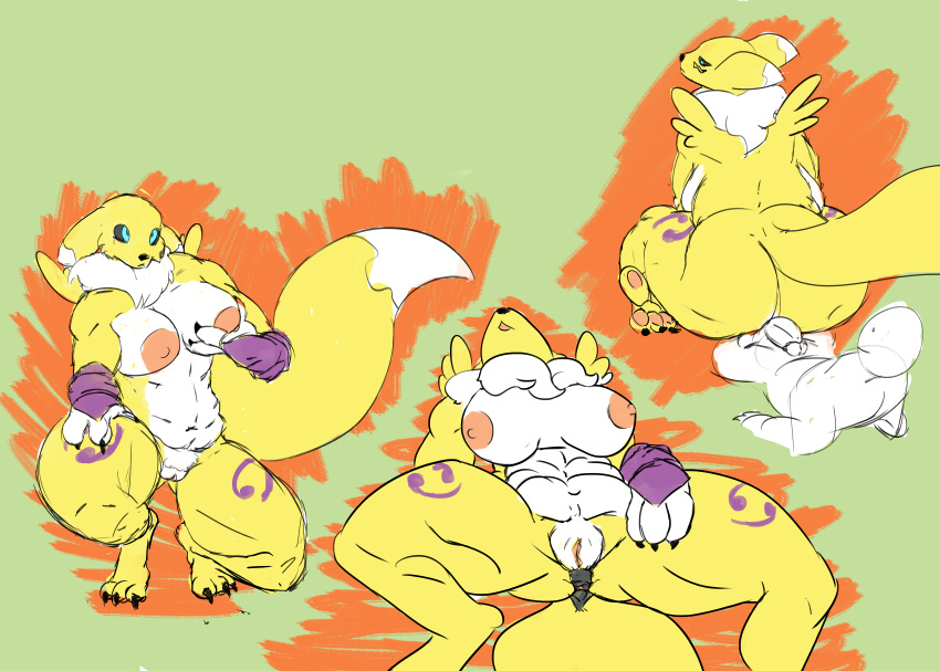 abs absurd_res ass beans big_breasts big_butt breasts canid canine claws digimon digimon_(species) female fluffy fluffy_tail fox furry grinding hi_res invalid_tag kentuckiyucki male mammal muscular nipples paws pussy renamon straight toepads toned_belly