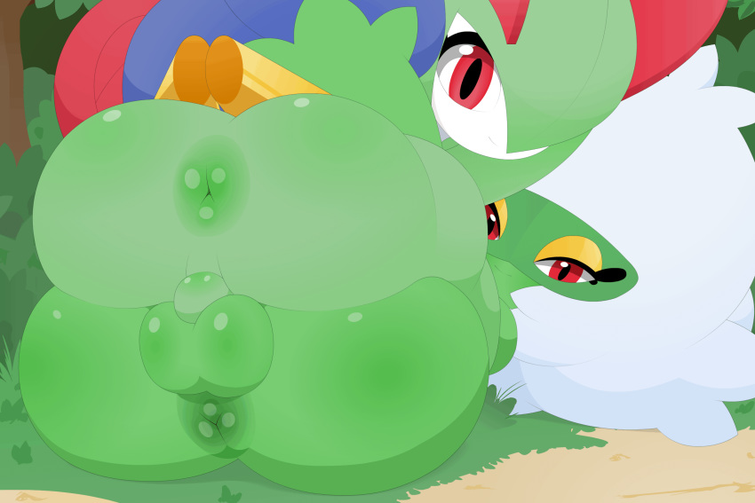 2019 2boys animated anthro anthrofied anus ass ball_size_difference balls balls_touching big_ass big_butt bubble_ass bubble_butt bush butt day eye_contact eyelashes eyeshadow femboy forest girly green_body green_hair green_skin half-closed_eyes hi_res huge_ass huge_butt kirlia leg_lock legs_up looking_at_viewer looking_back male male_kirlia male_roserade nintendo nude on_back on_top outdoors pokémon_(species) pokemon pokemon_(species) pokemon_dppt pokemon_rse red_eyes roserade rubbing shiny_skin short_hair size_difference source_request take_your_pick thick thick_ass thick_thighs trap tree twerking tzokatli video_games white_hair wide_hips yaoi zenminch