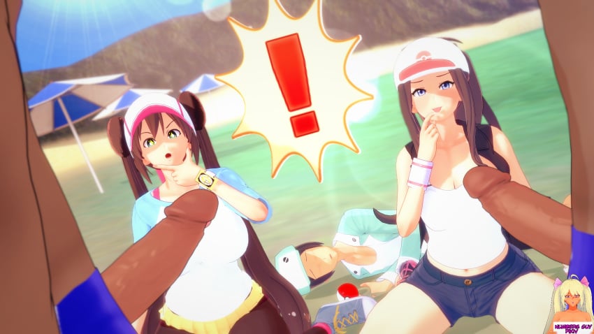 ! 2girls 3d 4boys beach big_breasts big_penis breasts cleavage clothed dark-skinned_male dark_skin defeated eye_contact female half-closed_eyes hilda_(pokemon) huge_cock huge_penis interracial koikatsu looking_at_viewer male meme numbersguy penis penis_awe penis_out poke_ball pokemon pokemon_bw pokemon_bw2 pokemon_masters rosa_(pokemon) scottie_(pokemon) shoes text thick_thighs unconscious veins veiny_penis watermark wide_hips