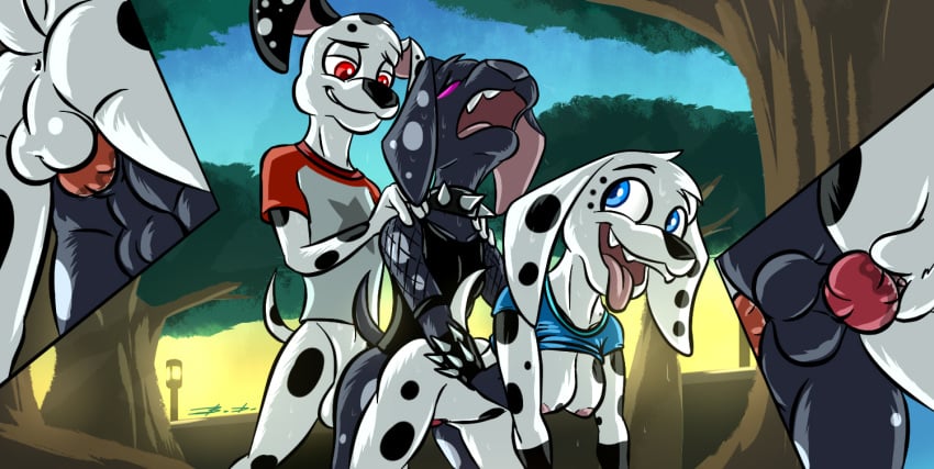 101_dalmatian_street 101_dalmatians anthro anus bassybird blue_eyes canid canine canis dalmatian dante_(101_dalmatians) disney dolly_(101_dalmatians) domestic_dog dylan_(101_dalmatians) furry group group_sex incest male mammal nipples penis purple_eyes red_eyes sex sibling testicles threesome zoophilia