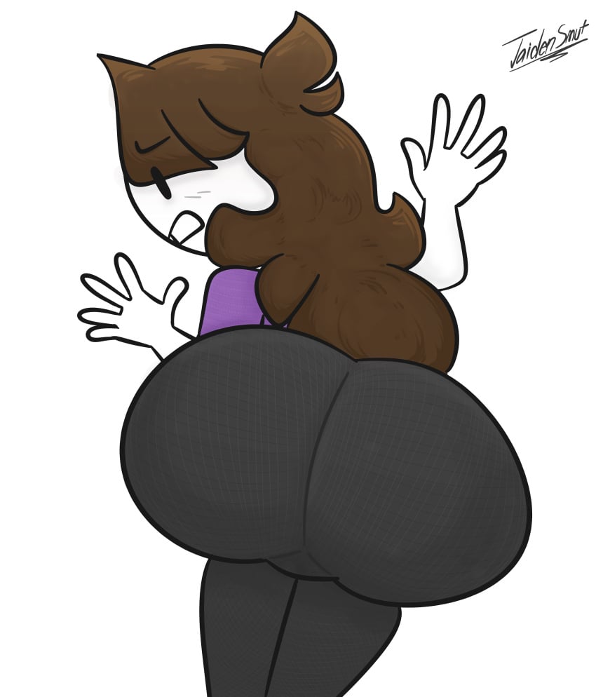 angry ass ass_focus big_ass big_butt black_eyes brown_hair butt_crack caked_up cheesecake clothing female floor from_behind from_behind_position hi_res human humanoid hyper_ass jaiden jaiden_animations jaiden_smut long_hair mob_face on_floor on_stomach pale-skinned_female pale_skin pants shirt simple_background slobbyslapper sssir sssir8 teeth tight_clothing tights white_background white_skin yoga_pants youtube youtuber