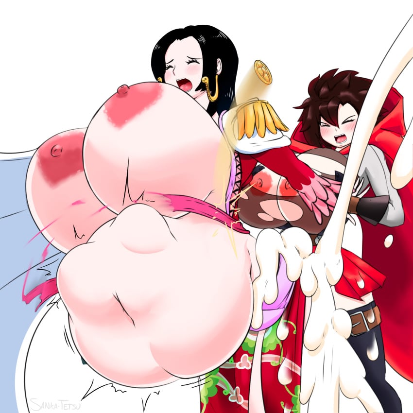 1futa 1girls ahe_gao ambiguous_penetration areolae arm_grab balls_deep blush boa_hancock breasts breasts_out busty cape clenched_teeth closed_eyes crossover cum cum_explosion cum_inflation cum_inside cum_overflow curvy deep_penetration eastern_and_western_character excessive_cum female from_behind fucked_silly futa_on_female futanari heart-shaped_nipples huge_balls huge_breasts huge_cock inflation intersex large_breasts larger_female looking_pleasured motion_lines nipples one_piece partially_clothed penis_under_clothes penis_under_skirt pleasure_face ready_to_pop ripped_clothing ruby_rose rwby sanka-tetsu size_difference skirt skirt_lift small_dom_big_sub smaller_futanari standing standing_sex stomach_bulge thick_thighs thighhighs thin_waist torn_clothes trembling voluptuous weird_crossover wide_hips