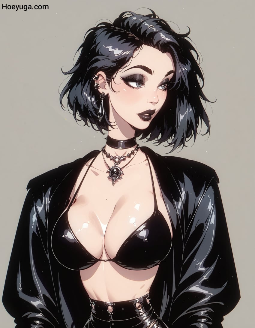 ai_generated black_hair goth goth_girl gothic hoeyuga jorenran milf mommy mother necklace short_hair