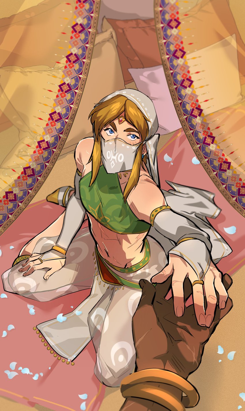 1boy 1girls breath_of_the_wild crossdressing gerudo gerudo_link kukumomo light-skinned_male link link_(breath_of_the_wild) male_focus pretty_boy tagme the_legend_of_zelda