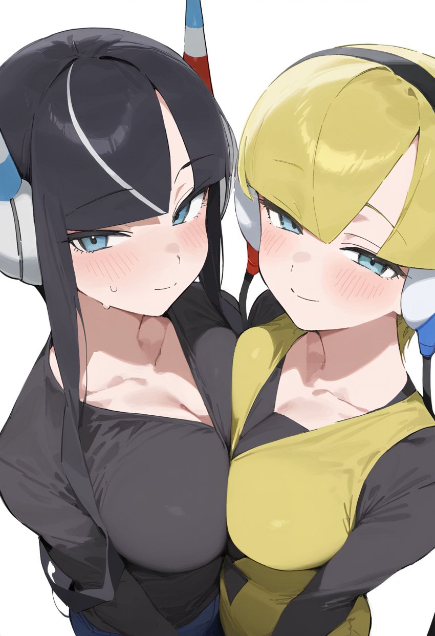 2girls ai_generated breast_press breasts dual_persona elesa_(pokemon) elesa_(pokemon_bw) elesa_(pokemon_bw2) hitsuki_sub pokemon pokemon_bw pokemon_bw2 symmetrical_docking tagme