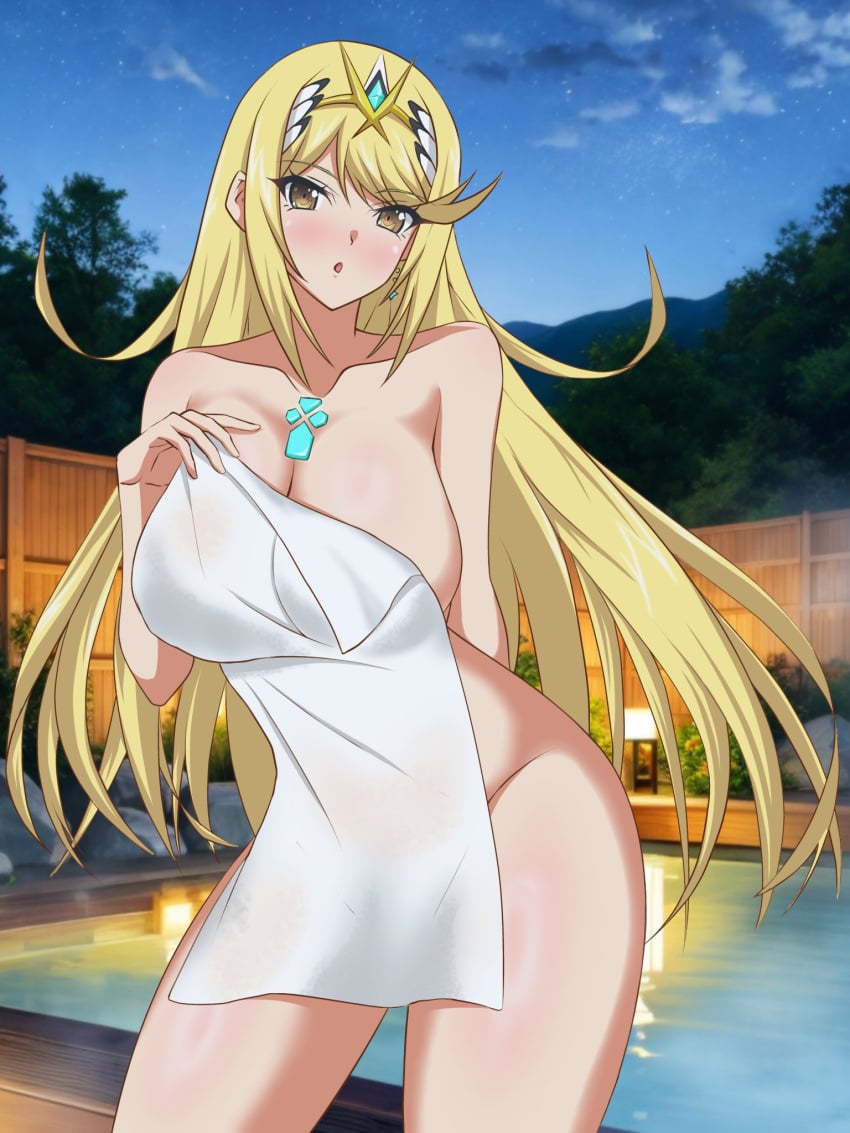 blonde_hair breasts core_crystal female female_only flagman_11 jpeg mythra nintendo open_mouth solo xenoblade_(series) xenoblade_chronicles_2