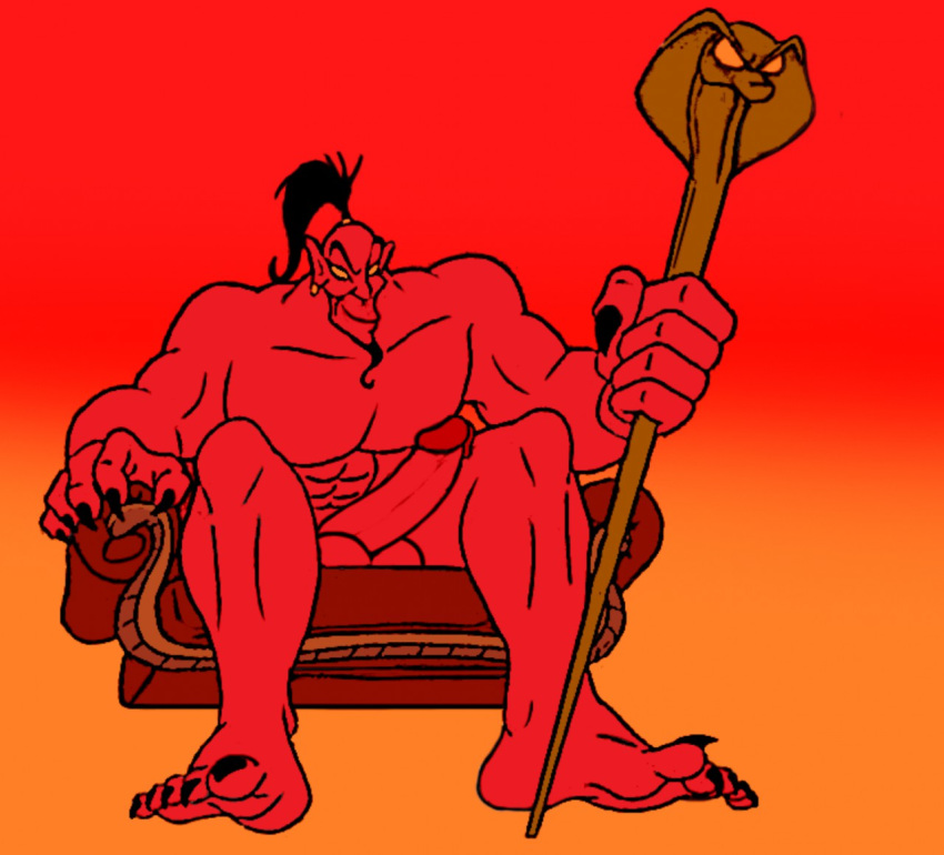 5_toes abs aladdin balls big_penis disney genie humanoid_penis jafar jafar_(genie) male male_only muscular nude penis red_body red_skin sceptre toes