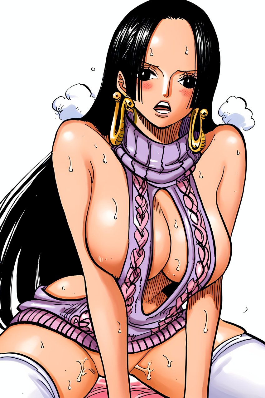 alluring almost_naked almost_nude big_ass big_breasts black_eyes black_hair boa_hancock earrings female female_focus female_only galaxy55 one_piece seductive seductive_eyes seductive_look seductive_mouth seductive_pose seductive_smile sexy_clothing virgin_killer_sweater voluptuous voluptuous_female