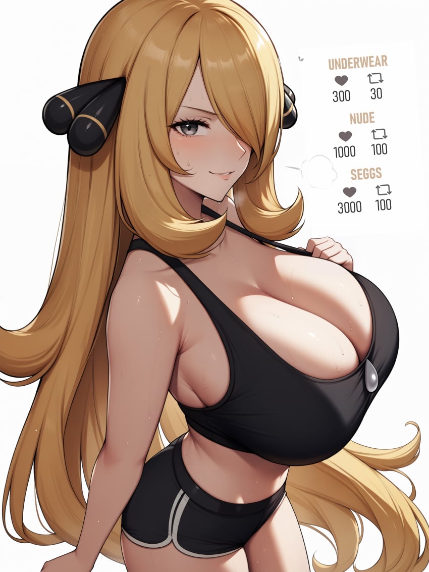 ai_generated big_breasts blonde_hair breasts cynthia_(pokemon) female female_only hair_over_one_eye jpeg magis_anime nai_diffusion nintendo pokemon solo stable_diffusion