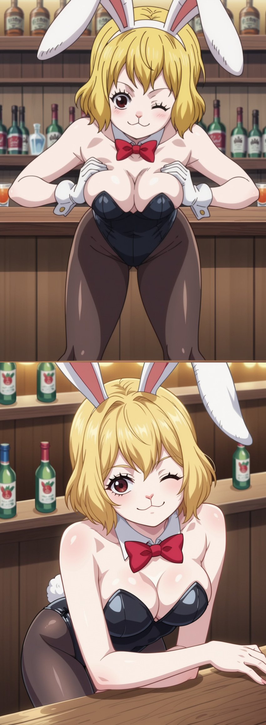 1girls artist_request big_breasts blonde_female blonde_hair bunny_ears bunny_girl carrot_(one_piece) female female_only looking_at_viewer one_piece red_eyes