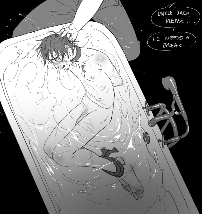 bathtub breaking_bad drowned drowning faint hair_pull helpless jesse_pinkman lacryboy male_only male_ryona tied_up torture water_torture