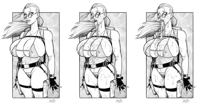 bikini bimbo breasts bukkake busty cum cum_out_mouth devil_hs huge_breasts lara_croft lara_croft_(l.a.u.) large_breasts looking_over_eyewear looking_over_glasses looking_over_sunglasses monochrome pubic_hair pubic_hair_peek sunglasses tagme thick_thighs tinted_eyewear tomb_raider tomb_raider_(l.a.u.) wide_hips