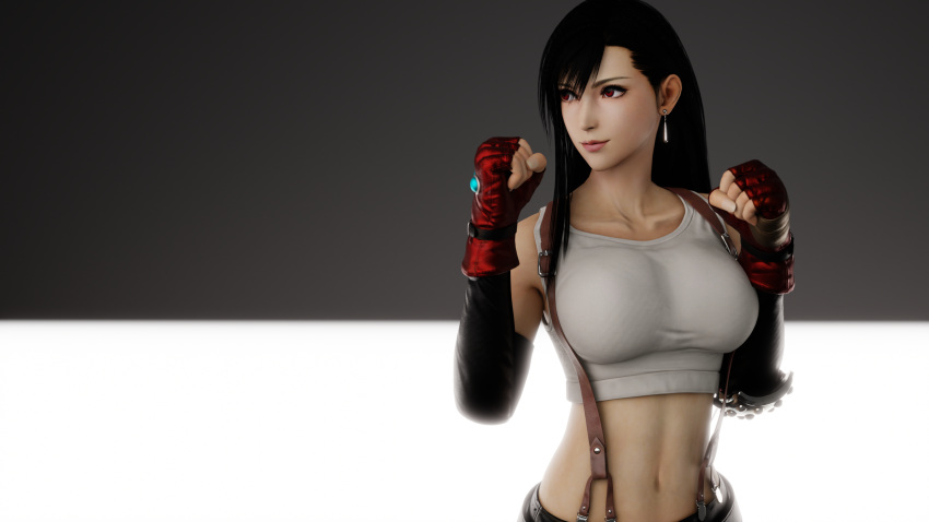 3d adeptusinfinitus belly blender breast female female_only final_fantasy final_fantasy_vii highres looking_away solo suspenders tank_top tifa_lockhart