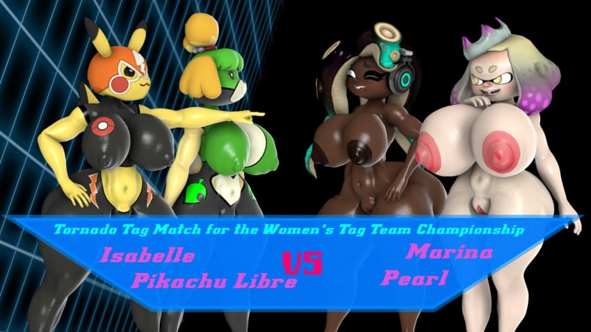 3d 4girls abs alternate_breast_size animal_crossing animal_humanoid anthro anthrofied areolae armpits bad_3d bad_anatomy belly black_eyes bottom_heavy breasts canine cephalopod cephalopod_humanoid clothed cosplay cosplay_pikachu crossover dark-skinned_female dark_skin eye_contact female female_only furry half-closed_eyes huge_ass huge_breasts humanoid hyper hyper_breasts isabelle_(animal_crossing) kennythebobcat leggings marina_(splatoon) mask midriff milf muscular muscular_female navel nintendo nipples no_bra no_panties nude octopus octopus_girl octopus_humanoid pearl_(splatoon) penis pikachu pikachu_libre pointing pokémon_(species) pokemon pokemon_oras pokemon_rgby pokken_tournament pose pussy rodent shirt smile source_filmmaker splatoon standing super_smash_bros. tank_top tentacle_hair tentacles text thick_thighs thin_waist topknot wide_hips wink yellow_eyes yellow_fur