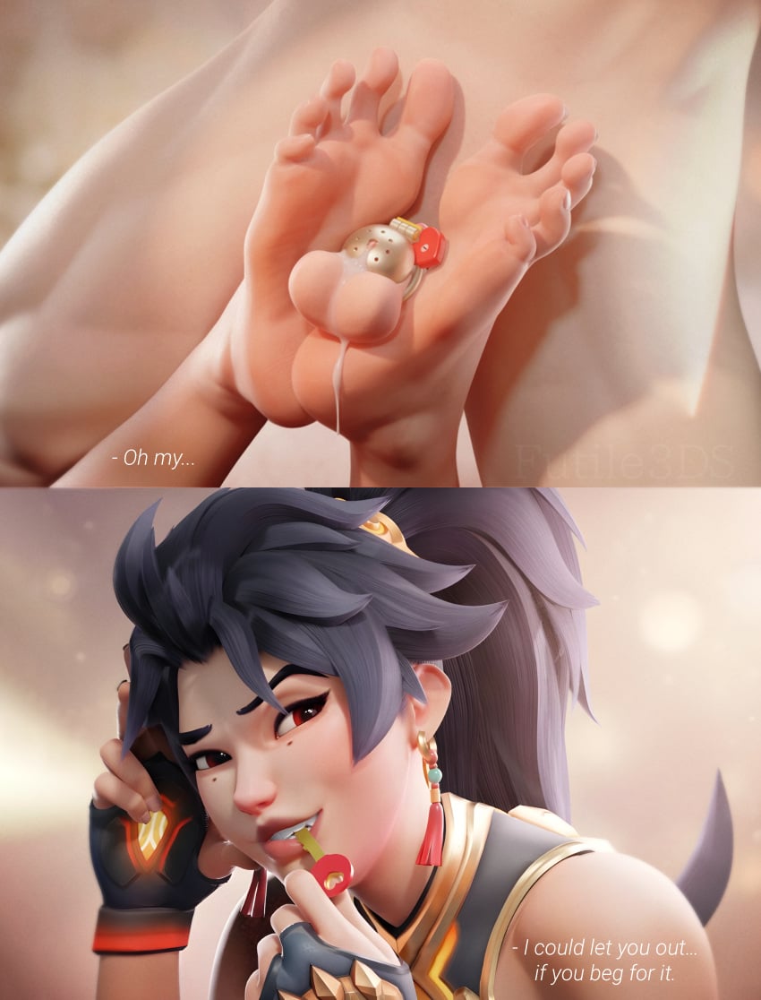 anran femdom futile3d overwatch overwatch_2 chastity_cage female_domination locked locked_up feet feet_up feet_focus feet_together feet_fetish feet_on_penis feet_on_balls foot_fetish foot_play smile 3d 3d_(artwork) comic_page text text_box english_text english_dialogue brunette asian asian_female leaking_cum leaking_precum leaking leaking_penis key chastity_device chastity_key chastity smirk smug soles soles_fetish soles_feet chinese_clothes chinese_female chinese_dress female_dominating_male female_dominating bdsm