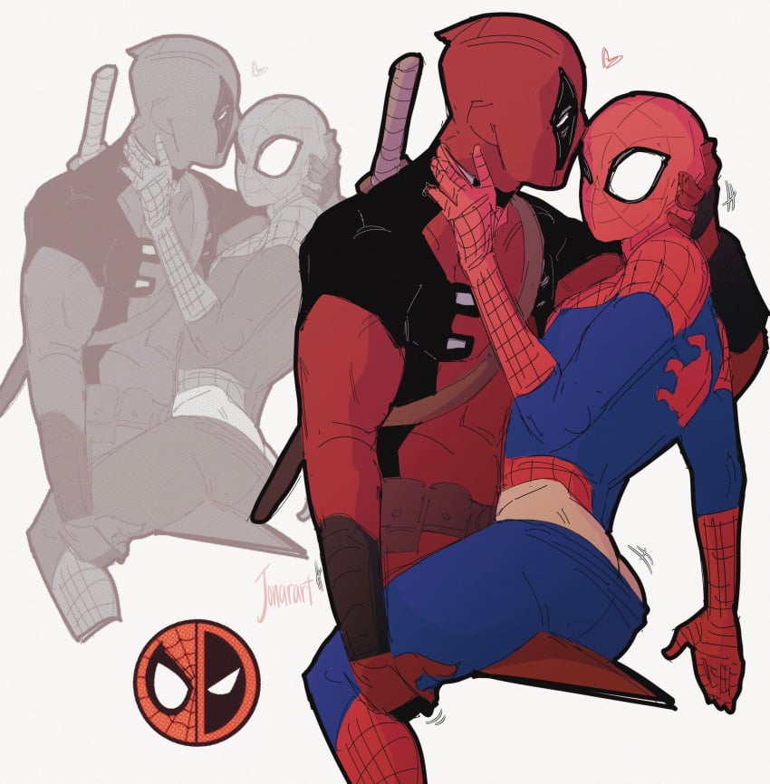 2boys deadpool deadpool_(film) jonarart_(artist) male/male male_only peter_parker simple_background spider-man spider-man_(series) spideypool wade_wilson