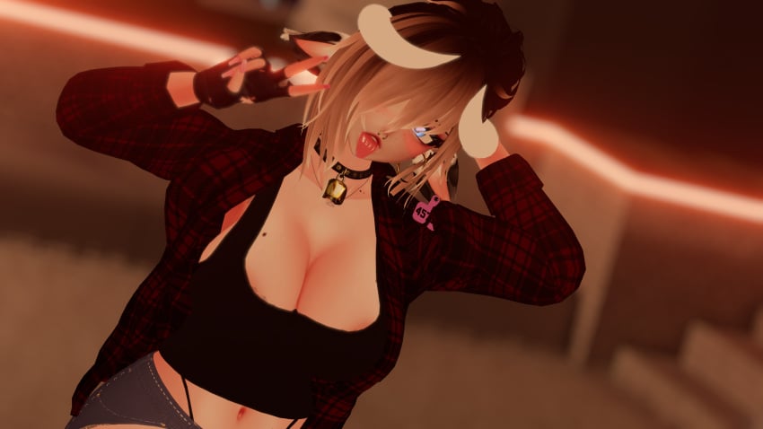 1girls blue_eyes cow_ears cow_girl cow_horns female female_only furry furry_female vrchat vrchat_avatar vrchat_model