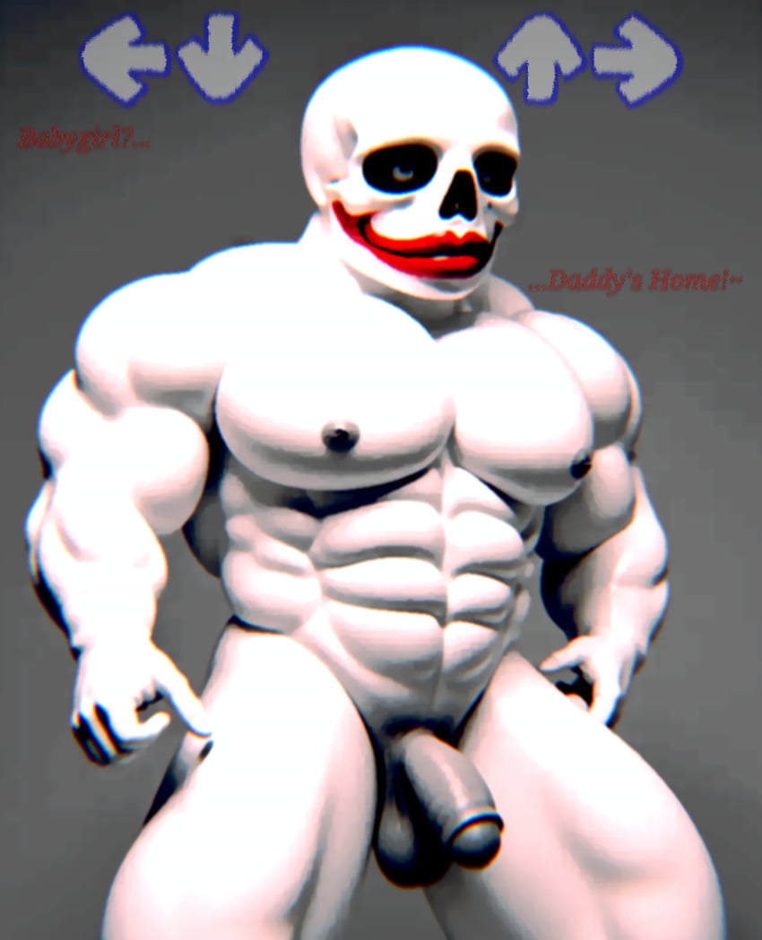 ai_generated arrows arrows_(friday_night_funkin) bbg_sans bbg_sexy_sans creepy creepy_smile flipaclip_sans friday_night_funkin friday_night_funkin_mod horror lipstick meme muscles muscular muscular_male nude nude_male penis red_lipstick sans scary shitpost skeleton smile smiling undertail undertale undertale_(series)