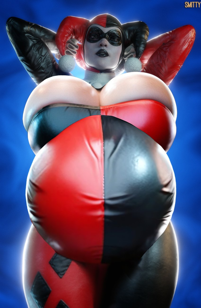 1girls 3d ai_assisted arms_behind_head artist_name artist_signature batman:_arkham_knight batman_(series) big_ass big_breasts black_lipstick blender breasts busty_female cleavage_cutout dc dc_comics edit female female_focus female_only full_color fully_clothed harley_quinn harley_quinn_(classic) hi_res high_resolution highres injustice_2 jester jester_hat large_ass large_breasts lipstick looking_at_viewer looking_down makeup mature_female navel navel_visible_through_clothes no_penetration pregnant slim_waist smitty34 solo solo_female thick_thighs thighs tight_clothes tight_clothing wide_hips