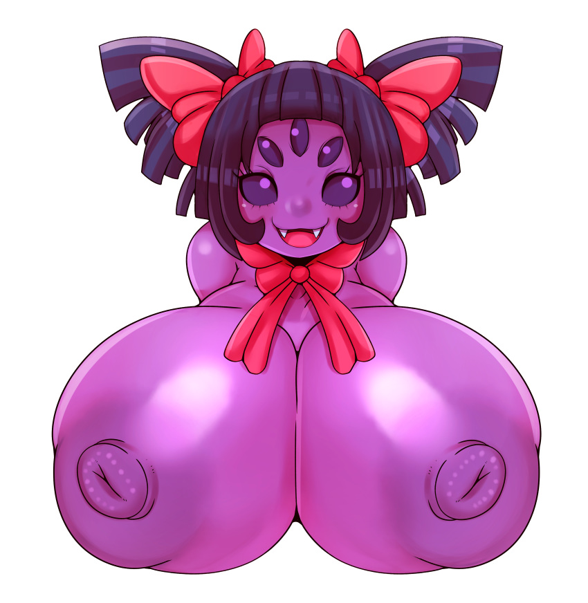 alternate_breast_size big_breasts bust bust_style female huge_breasts matospectoru muffet nipples ribbon solo spider tagme undertale