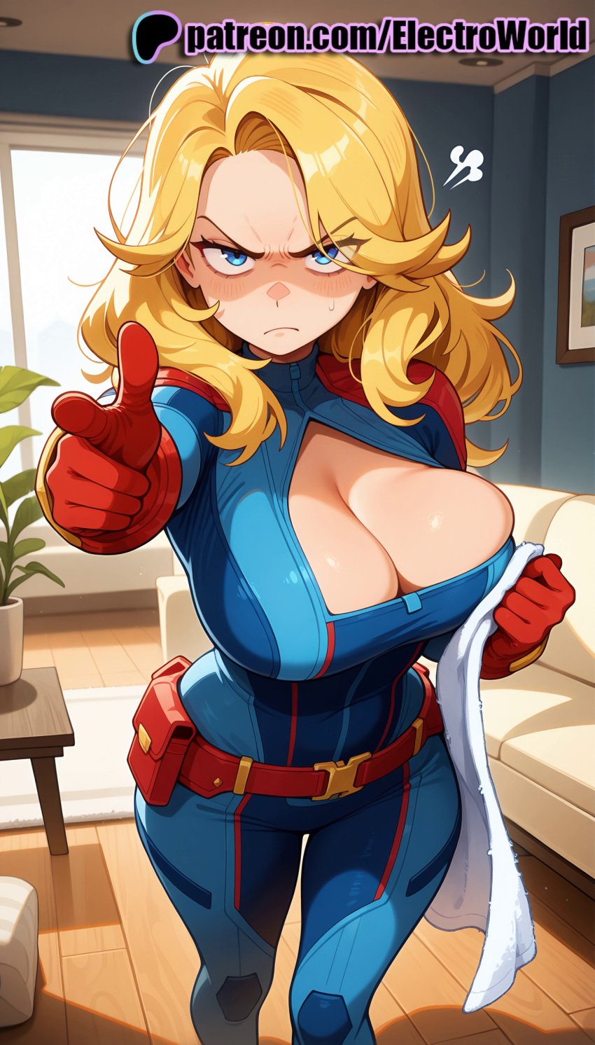 1girls 2025 ai ai_assisted ai_generated anime anime_girl anime_style artist_name big_breasts big_breasts big_breasts big_chest blonde_hair blue_eyes blush breast breasts breasts breasts bust busty captain_marvel chest cleavage door electroworld english_text female gloves hi_res high_quality high_resolution highres indoors large_breasts long_hair marvel marvel_comics patreon patreon_username plant pointing pointing_at_viewer potted_plant red_gloves solo stable_diffusion watermark