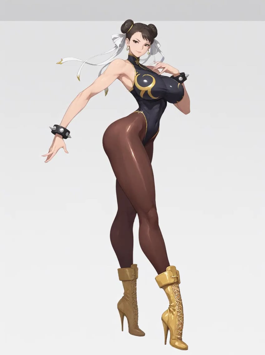 ai_generated big_breasts brown_hair chun-li full_body fully_clothed shu street_fighter