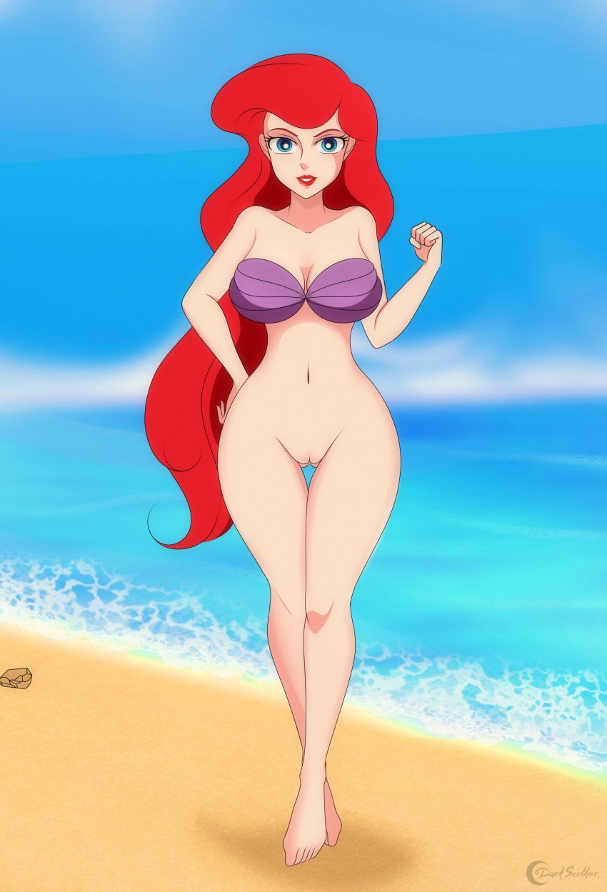 ariel ariel_(the_little_mermaid) bottomless bottomless_female darkseether disney disney_princess pussy the_little_mermaid