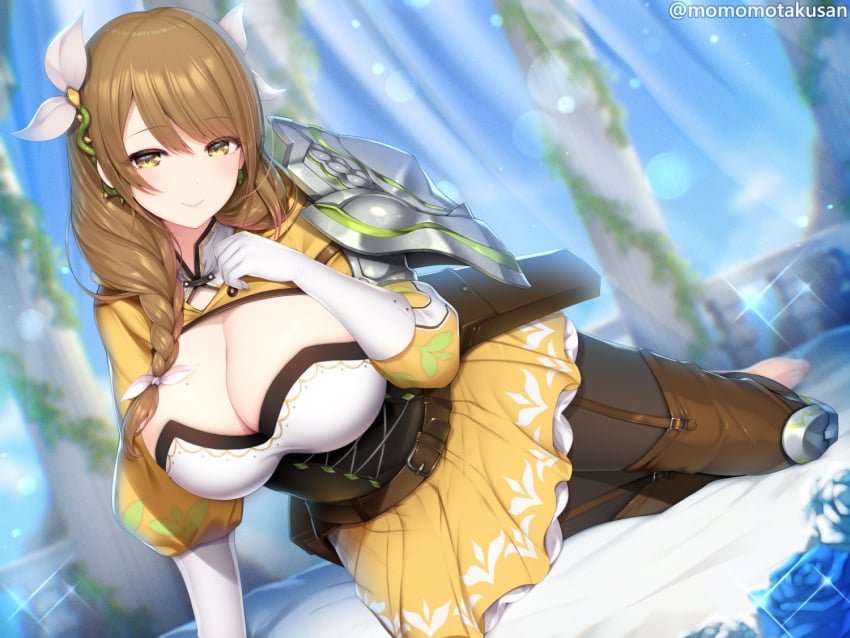1girls alternate_version_available background big_breasts blush breasts female_focus female_only fire_emblem fire_emblem_engage fire_emblem_heroes gloves goldmary_(fire_emblem) kashiwamochi_yomogi large_breasts latex long_gloves looking_at_viewer nintendo revealing_clothes seducing_viewer seductive_pose skirt smile smiling_at_viewer thighs
