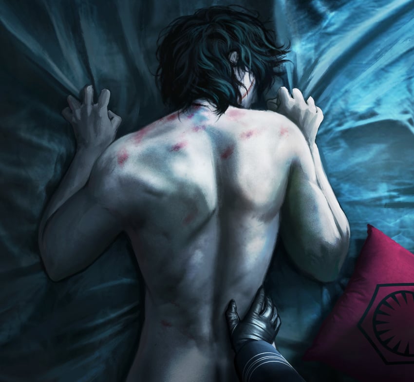 2boys armitage_hux ass bare_back bed bruise bruises couple digital_media_(artwork) disney duo first_person_view gay general_hux gloves human kylo_ren male male_only night nude perspective pillow sex star_wars the_force_awakens yaoi zsofia_dankova