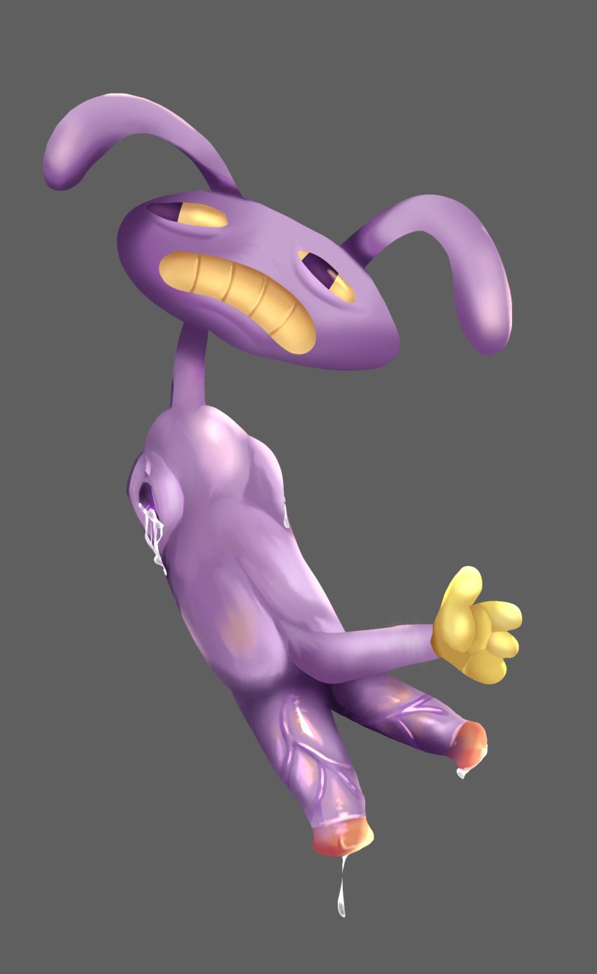 1boy arm_penis cum genitals idk_what_to_tag_it jax_(the_amazing_digital_circus) nude penis_leg semen simple_background the_amazing_digital_circus vagina_arm what