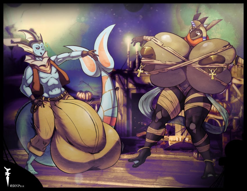 balls big_balls big_breasts big_penis breasts clothing costume dnp101 eeveelution female generation_1_pokemon generation_6_pokemon genitals greninja halloween hi_res holidays huge_balls huge_breasts huge_cock hyper hyper_balls hyper_breasts hyper_genitalia hyper_penis male mummy nintendo nipple_piercing nipples original_character penis piercing pokemon pokemon_(species) undead vaporeon