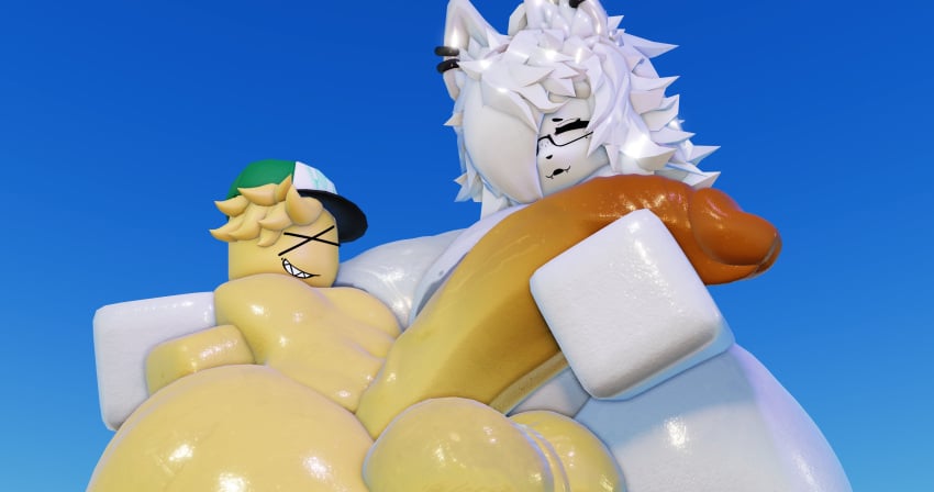 1boy 1girl 1girls 3d areolae balls bigger_female breasts female furry holding_penis hyper hyper_breasts hyper_penis hyper_thighs image male nude oc penis roblox robloxian tagme thick_thighs thighs white_fur wrobloxgoons_(artist)