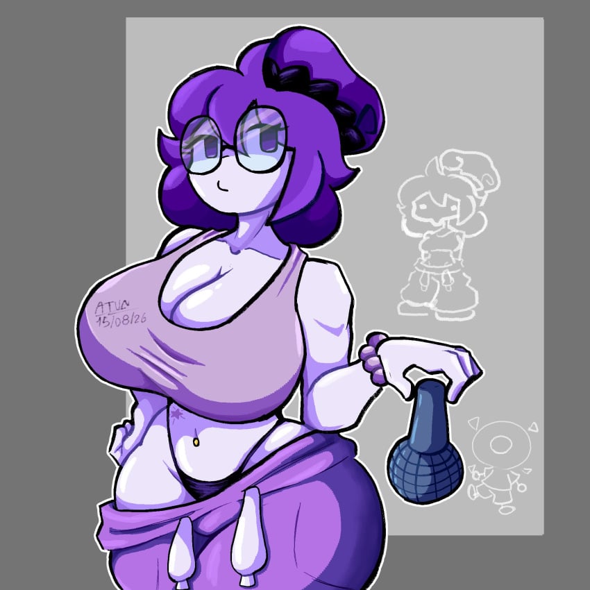 1girls 2026 circular_glasses fanart fanart_from_twitter female female_only garlan_(haxxar) glasses oc original_character purple_hair tagme tagme_(artist)