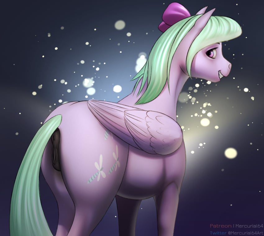 1girls 2019 anatomically_correct animal_genitalia animal_pussy anus ass cutie_mark equine equine_pussy feathered_wings feathers female feral flitter_(mlp) friendship_is_magic furry grin hi_res looking_at_viewer mammal mercurial64 my_little_pony patreon pterippus pussy smile solo text thick_thighs watermark wide_hips wings