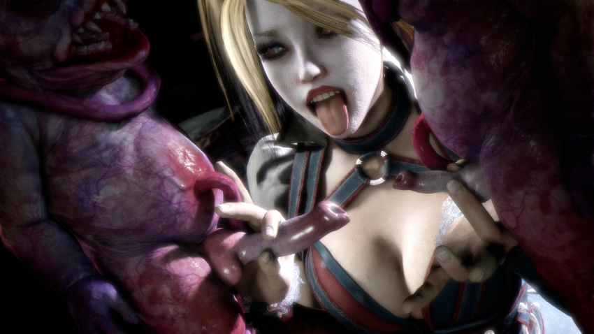 1girls 2monsters 3d balls batman:_arkham_knight batman_(series) blonde_hair blue_eyes botchling breasts cd_projekt_red dc dc_comics guro hand_on_penis harley_quinn harley_quinn_(arkham) harley_quinn_(arkham_knight) monster penis size_difference small_dom_big_sub smaller_male the_witcher_(series) the_witcher_3:_wild_hunt tongue_out whitetentaclesfm