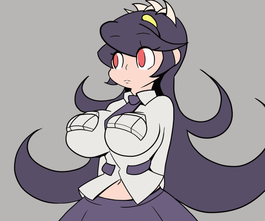 animated bouncing_breasts breasts clothing doughroom female filia_(skullgirls) large_breasts nipples red_eyes samson_(skullgirls) skullgirls undressing