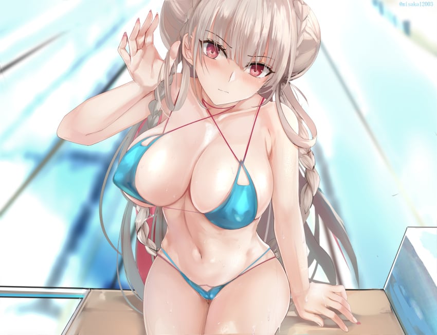 1girls azur_lane bikini breasts cleavage erect_nipples female female_only formidable_(azur_lane) looking_at_viewer misaka12003 misaka_12003-gou misako12003 nipple_bulge nipples solo string_bikini