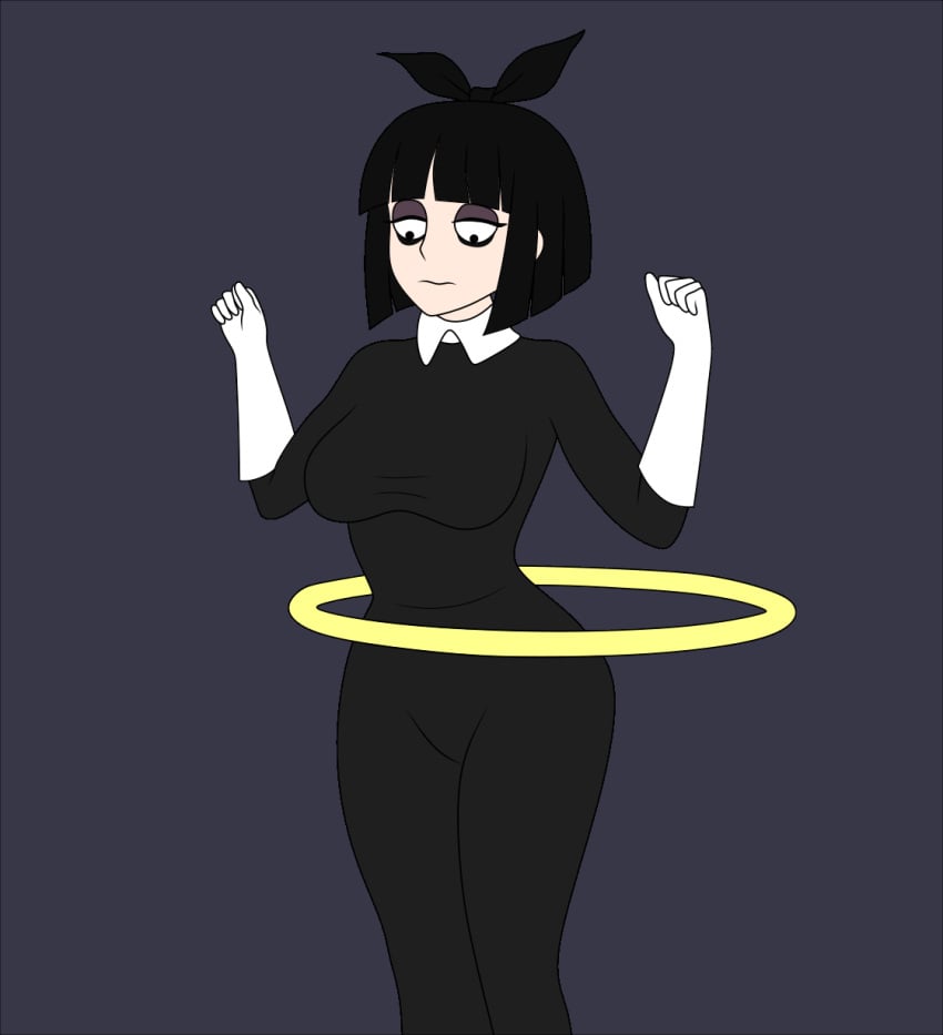 animated animation bags_under_eyes big_hips black_dress black_hair creepy_susie dress goth goth_girl gothic gothic_girl gymnastics hoop pale-skinned_female pale_skin sexfightfun short_hair the_oblongs white_skin