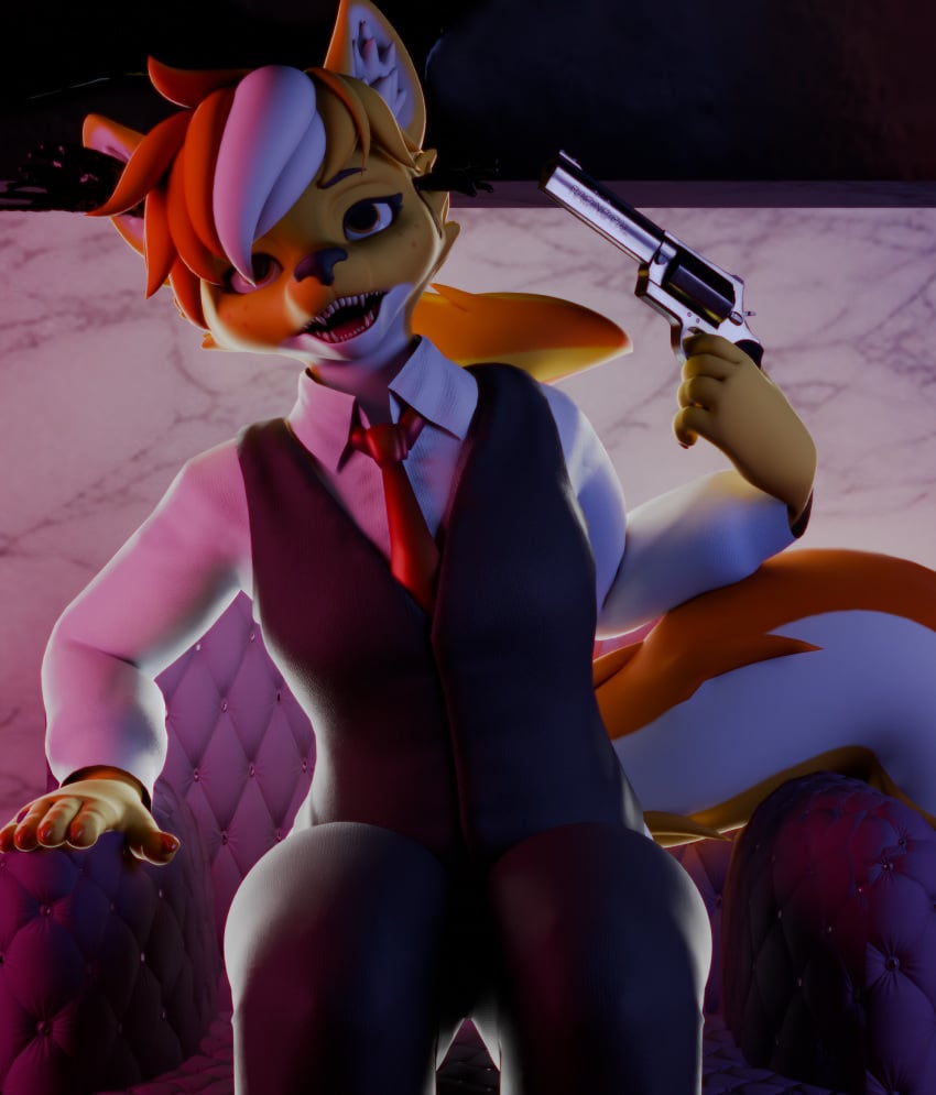 3d anthro blender_cycles blood bodily_fluids canid canine canis dead_eyes death digital_media_(artwork) female gore gun handgun haolde hi_res mammal open_mouth ranged_weapon revolver russian_roulette solo suicide suite weapon wolf