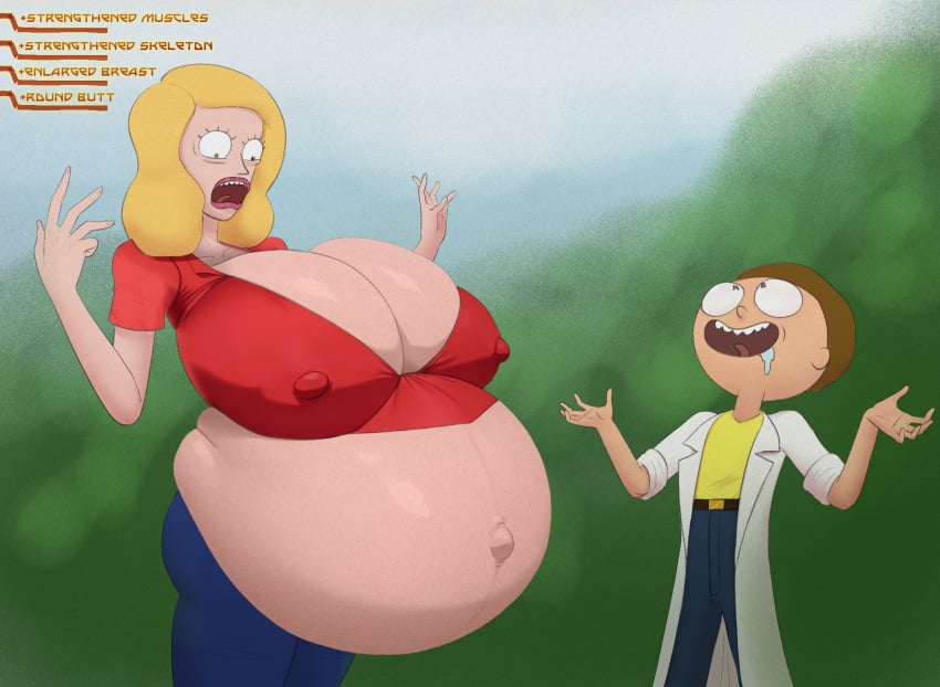 1boy 1girls 2d adult_swim ass_window beth_smith big_ass big_breasts blonde_hair boob_window breasts brown_hair child_bearing_hips cleavage clothed color crazy_eyes crazy_smile curvy diklonius edit english_text female giant_breasts huge_ass huge_breasts male mature_female milf morty_smith mother mother_and_son nipples_visible_through_clothing no_bra older_woman_and_younger_boy pregnant rick_and_morty round_ass son text thick_thighs voluptuous wide_hips