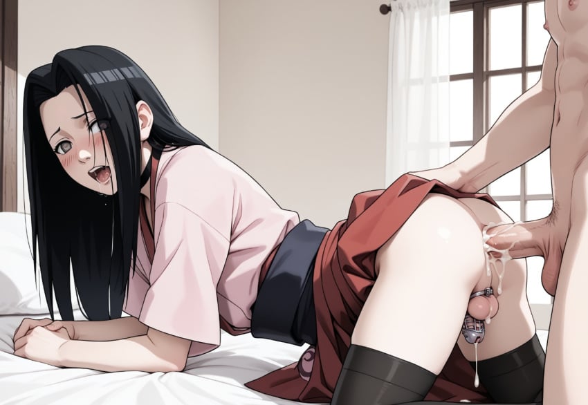 ai_generated anal anal_sex androgynous balls ballsack chastity_cage chastity_device cum cum_in_ass cum_in_ass cum_inside echodantalian femboy gay gay_sex haku_(naruto) naruto naruto_(classic) naruto_(series) penis_cage saliva sissy trap