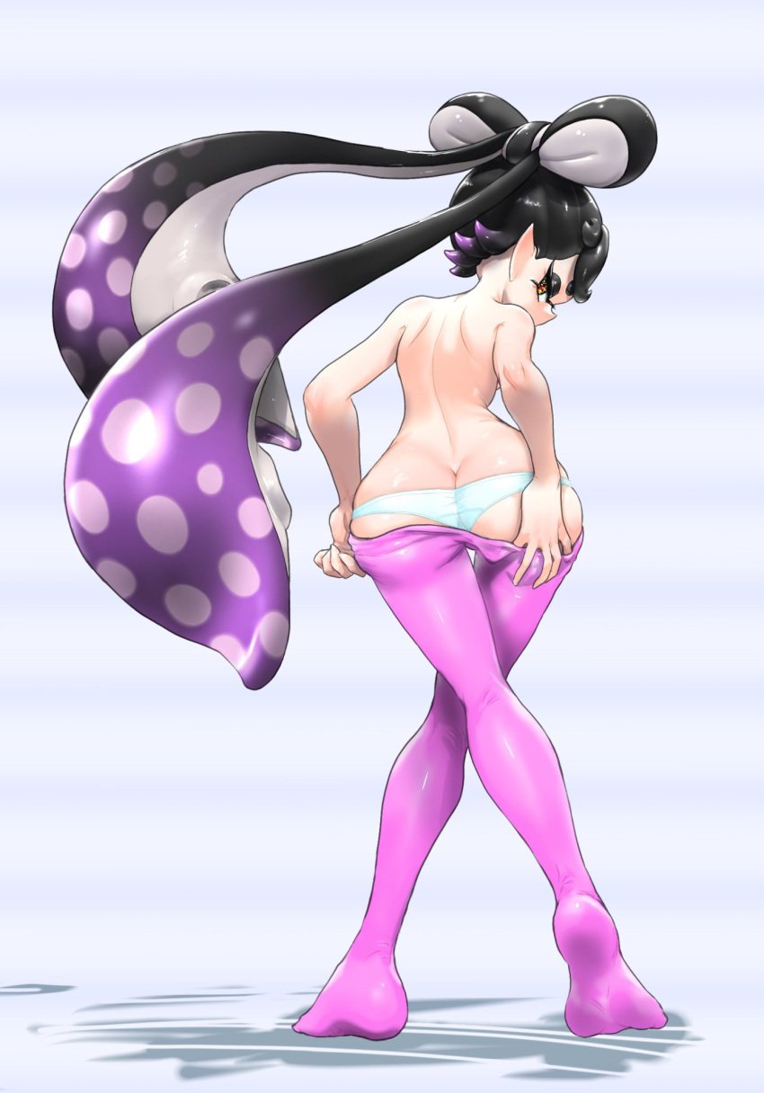 ass callie_(splatoon) inkling inkling_girl koharuno2 panties pantyhose splatoon splatoon_(series) squid_sisters squid_sisters_(splatoon) tagme tentacle_hair topless topless_female undressing