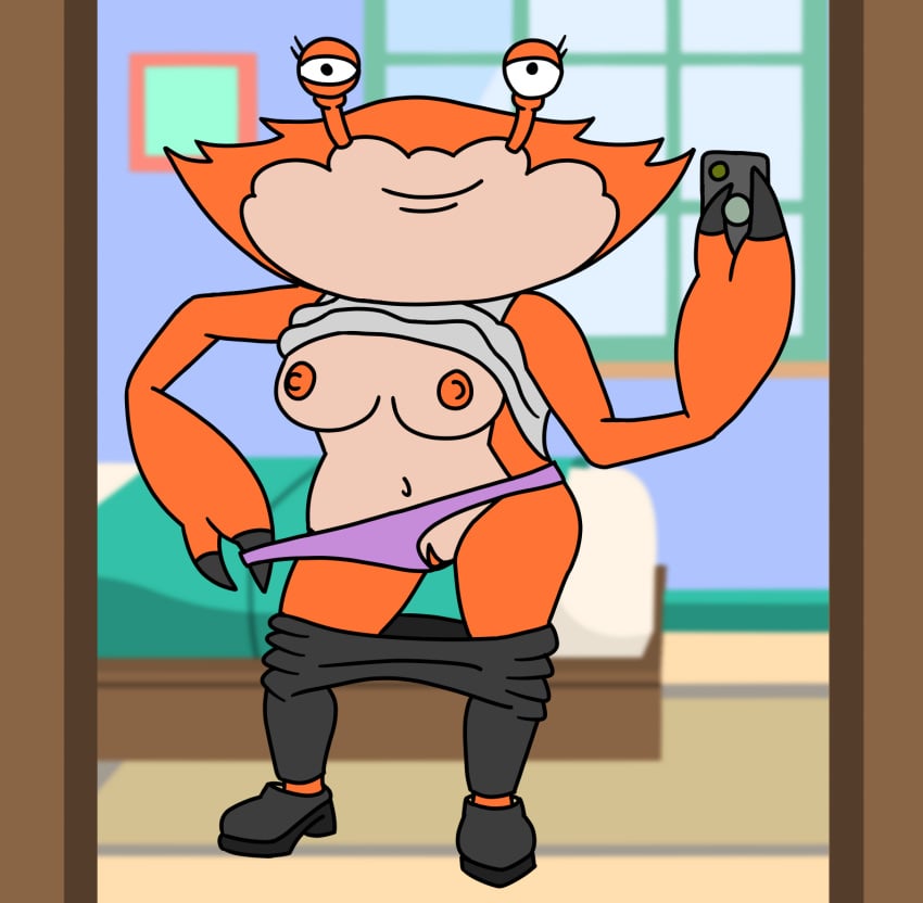 1girls anthro arthropod breasts cancer_(your_daily_horoscope) clothed crab crustacean crustacean_humanoid female first_porn_of_character nipples panties panties_aside pants_down pussy quibi selfie shirt_up skibidi-bulborb tagme thirst_trap undressing your_daily_horoscope