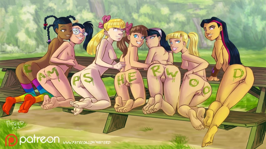 6girls angry_face annoyed_expression anus ass barefoot black_hair blonde_hair breasts camp_sherwood cartoon_network cleft_of_venus completely_nude completely_nude_female dark-skinned_female dark_skin feet female female_only flat_chest foster's_home_for_imaginary_friends glasses goo_goo_gaga grass hair_ornament hair_ribbon helga_pataki hey_arnold! highres juniper_lee kneeling kneepits long_hair looking_at_viewer looking_back looking_back_at_viewer medium_breasts mister_d multiple_girls nickelodeon nude outdoor_nudity outdoors paint_on_ass ponytail presenting presenting_ass presenting_hindquarters public_indecency public_nudity pussy rainbow_stockings ribbon rule_34 small_breasts smile socks_only soles striped striped_legwear tagme take_your_pick the_fairly_oddparents the_life_and_times_of_juniper_lee tied_hair timantha toenails toes toes_scrunch tomboy tootie trixie_tang veronica_star voyeurism year yuri