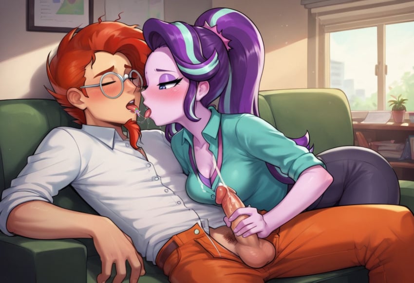 ai_generated equestria_girls friendship_is_magic mlp_g4 my_little_pony oral spike_(mlp) starlight_glimmer starlight_glimmer_(mlp) sunburst_(mlp)