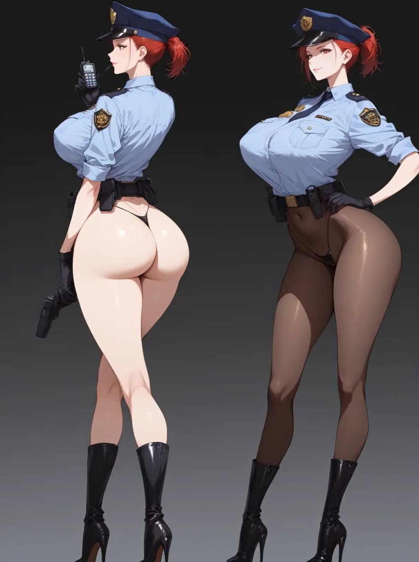 ai_generated big_ass large_breasts original_character policewoman shu uniform