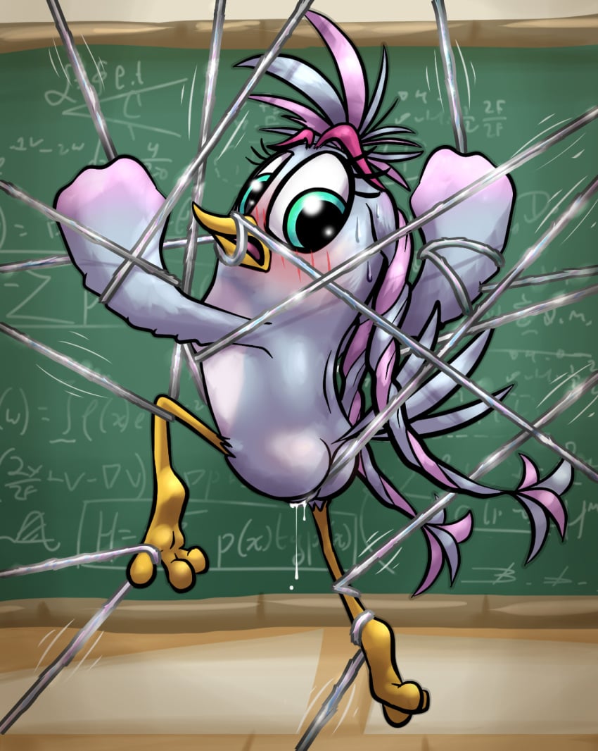 2019 angry_birds ass avian bassybird beak bird blush bodily_fluids bound chalkboard columbia_pictures digital_media_(artwork) dripping entangled equations feathers female genital_fluids green_eyes hi_res looking_down pussy pussy_juice rovio rovio_animation rovio_entertainment sega silver_(angry_birds) solo sony sony_pictures_animation string sweat the_angry_birds_movie the_angry_birds_movie_2 twintails video_games what