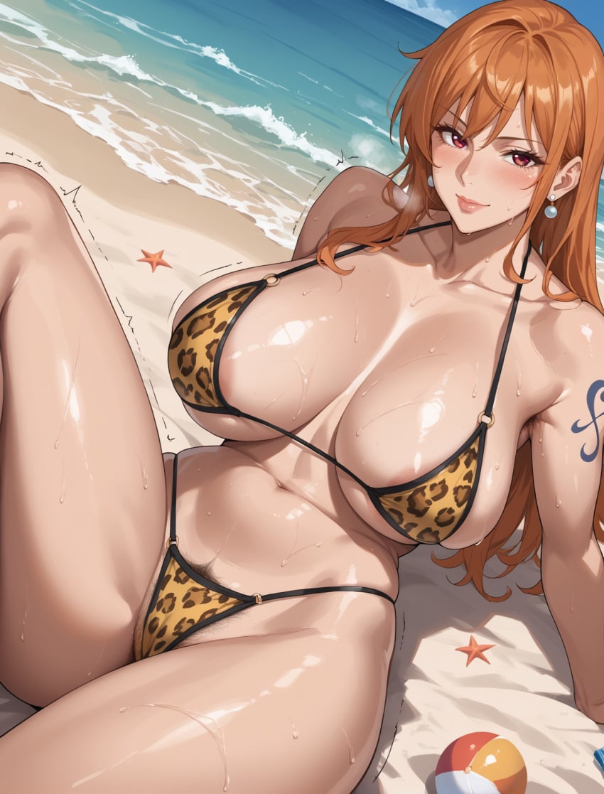 ai_generated bikini breasts_bigger_than_head clothing dodo_bird female female_only nami_(one_piece) one_piece