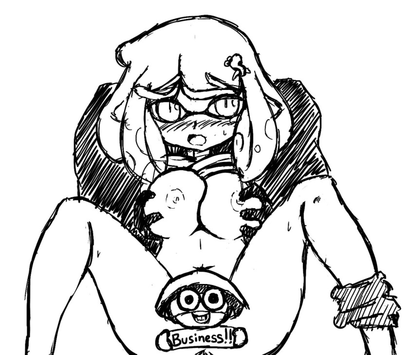 1girls breast_grab censored groping inkling sheldon_(splatoon) sketch splatoon undaria